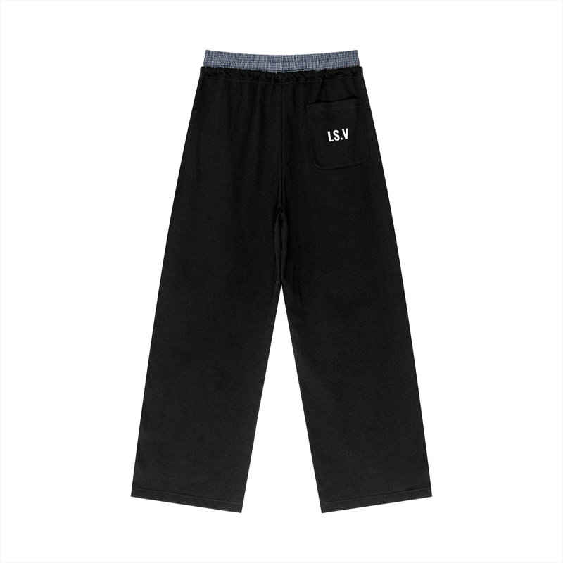 Plaid Contrast Waist Pants